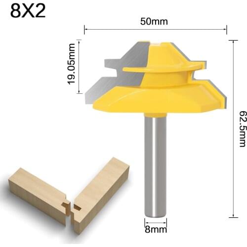 8mm Shank Medium Lock Miter Router Bit 45 Degree 3/4" Woodworking Milling Cutter