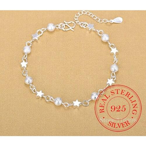 925 Sterling Silver Chain Hollow Ball Star Bracelets Silver Fashion Bracelets Fine Jewelry For Women Party Elegant Accessory