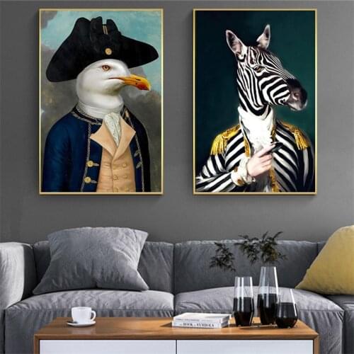 Abstract Zebra in Military Uniform Canvas Paintings On the Wall Art Posters And Prints Funny Art Animals Picture Home Decoration
