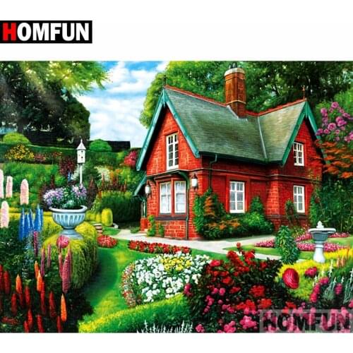 HOMFUN Full Square/Round Drill 5D DIY Diamond Painting "House landscape" 3D Diamond Embroidery Cross Stitch Home Decor A20229