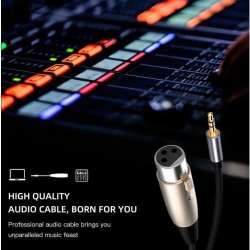 3.5mm Jack XLR 1.5m Male to Female 26AWG Audio Extension Cable Anti-Corrosion Anti-Oxidant Headphone Splitter Audio Cable
