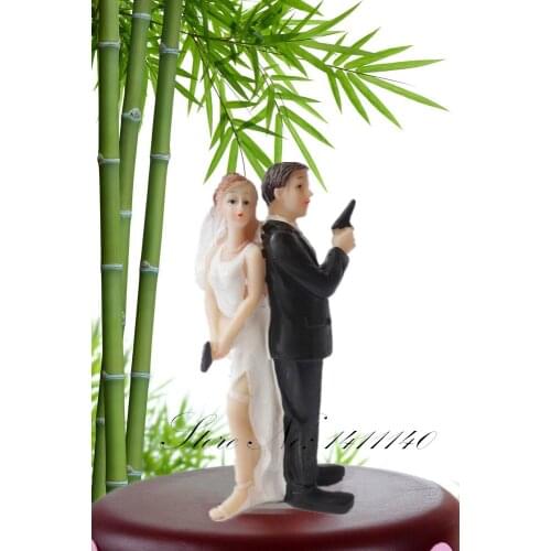 Bond Moive Themed Funny Cake Topper Bride & Groom Wedding Cake Topper Secret Agent Cake Topper wedding gift favor free shipping