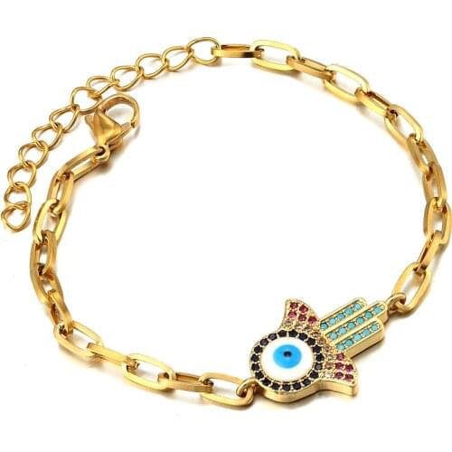 Luxury Classic Evil Eye Stainless Steel Bracelet for Women Shiny Princess Cubic Zircon CZ Adjustable Bangles Copper Jewelry Gift