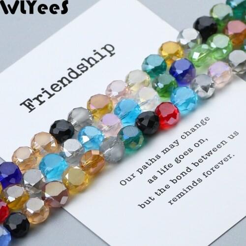WLYeeS 50pcs Flat Beads 8*6mm Austrian Bread Shape crystal Spacer Glass Loose Bead For Women DIY Jewelry Bracelet earring Making