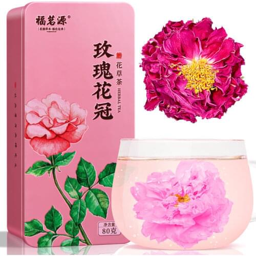 A Cup of Rose Crown Herbal Tea , a Cup of Sulfur Free Pingyin Double Petal Health Preserving Tea , Drink in a Gift Box , 80g