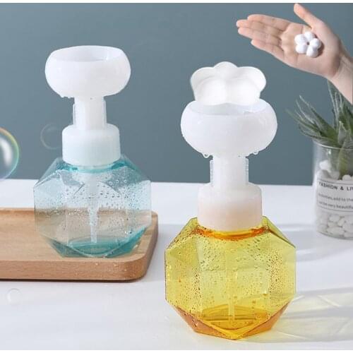 300ml Flower Shape Foam For Soap Dispenser Foaming Pump Plastic Clear Bottle Travel Shower Gel Foam Pump Bottle For Bathroom