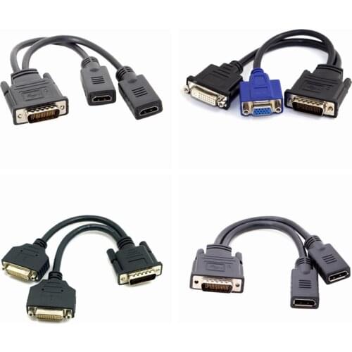 DMS 59PinDMS-59 DP Hd Male To 2 X VGA DVI 24+5 Female Converter Adapter Dual Link Video Splitter Cable For Dual Monitor System