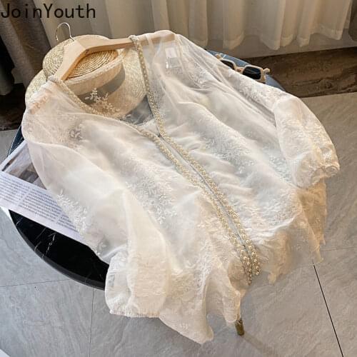 JoinYouth Women's Shirts With Embroidery