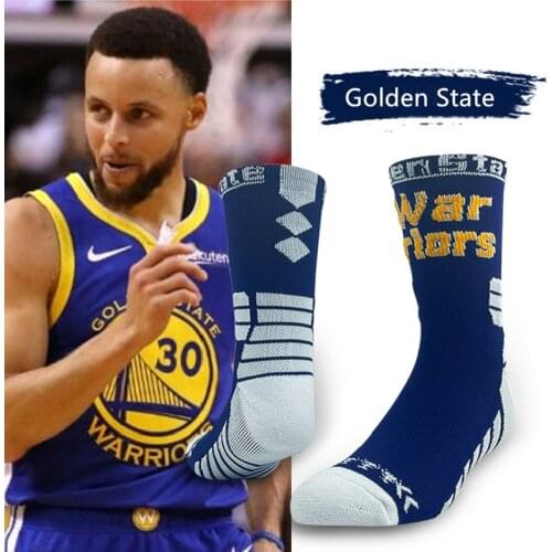Curry Super Star Basketball Match Team Elastic GSW Navy Man Socks Elite Thick Sports Non-slip Durable Towel Bottom Back Fielder