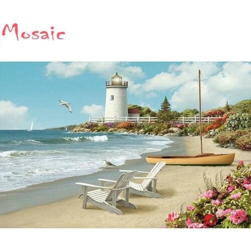 Animal Diamonds Paintings Seaview Beach Beacon Knitted Cross Stitch Stickers Round/square Full Diamond Home Decor Frescoes Gifts