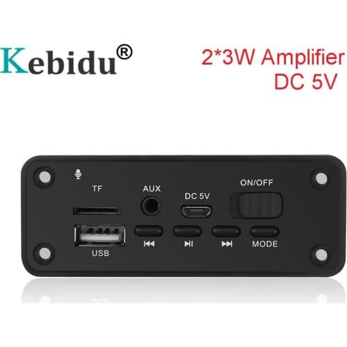 Kebidu 6W Amplifier Bluetooth MP3 Decoder Board For MP3 Player Car Kit Support DC 5V FM Radio TF USB 3.5 Mm WMA Line In AUX
