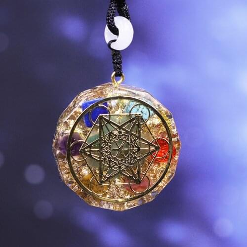 Chakra Orgonite Energy Crystal Pendant Resin Jewelry Handcraft Pendant Gathering Wealth Brings Good Luck Woman Necklace