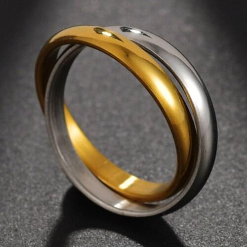 Gold Silvery Color Finger 2pcs Rings Sets For Women Men Stainless Steel Wedding Engagement Anniversary Ring Wholesale Jewelry