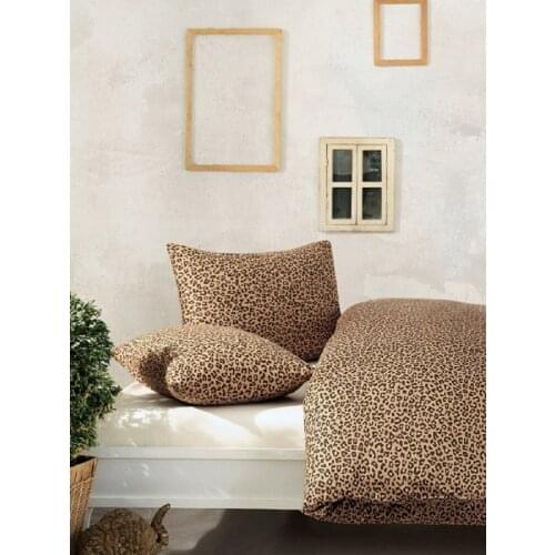 4 PIECES BEDDING SET - DUVET COVER SHEET 2PCSxPILLOWCASES - 100%COTTON - 200x220 CM - LUXURY - LEOPARD - COTE BLANC