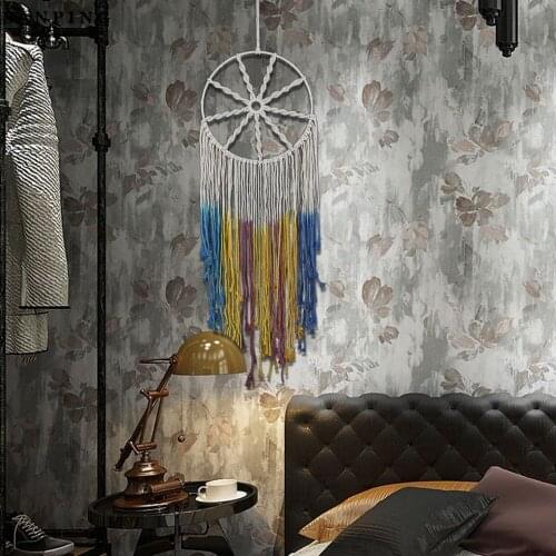 Dream Catcher Colorful Nordic Round Shaped Home Tapestry Bohemian Macrame Hanging Tassel Wall Art Home Wedding Decor