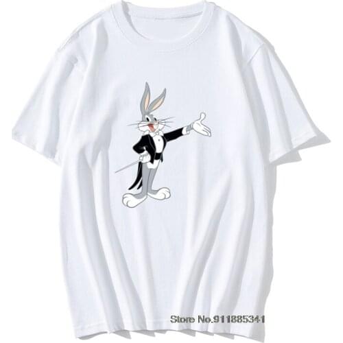 Mad Bugs Gentleman Mr Bunny T Shirt Cute Graphic Image T-Shirts Family Gift Tshirt For Boy Young College Tee Shirts White Navy