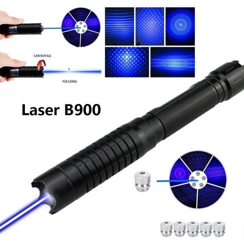 Powerful blue laser flashlight hunting laser sight, super radiation 8000M adjustable focal length burning match/cigarette/candle