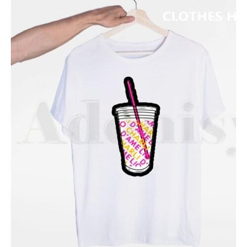 Charli DAmelio Ice Coffee Splatter Men T Shirt O-neck Casual Summer T-shirt Man Woman Tees Tops