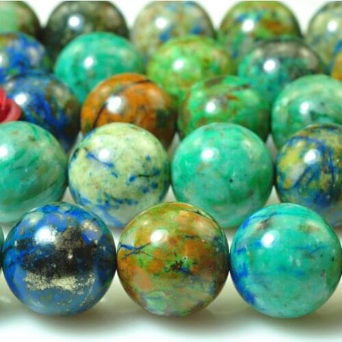 Natural Chrysocolla Smooth Round Beads Loose Gemstones Wholesale Semi Precious Stones for Jewelry Making Bracelet Necklace Diy