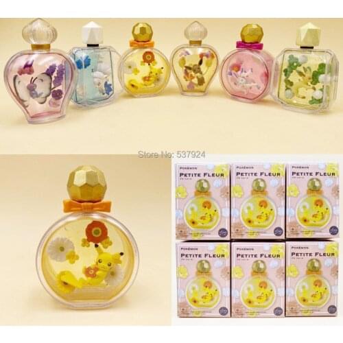 New 6PCS Perfume Bottle Pika Alola Vulpix Butterfree Leafeon Sylveon Mew Pichu Dragonair Umbreon 8.5X6CM PVC Action Figure