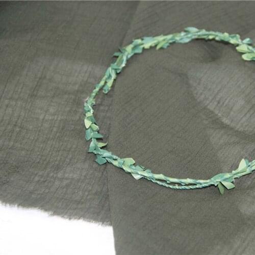 Solid Army Green Artistic Retro 100% Cotton Crepe Very Thin Soft Transparent Fabric For Summer Dress Apparel Lining Blouse Top