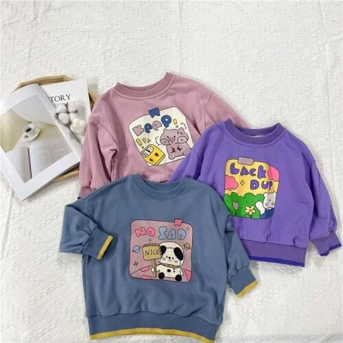 Autumn New Boys And Girls Sweater Cartoon Pattern Color Matching Loose Long-Sleeved Clothes 1-5 Years Old