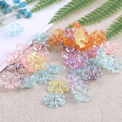 20pcs Transparent Acrylic Flower Petals Flower Frosted Acrylic Spacers Beads For Wedding Earrings DIY Makeing Accessories