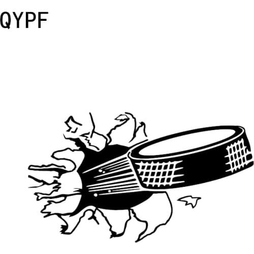QYPF 14.1*8.1CM Interesting Hockey Puck Decor Vinyl Car Styling Stickers Silhouette Accessories Motorcycle C16-0541