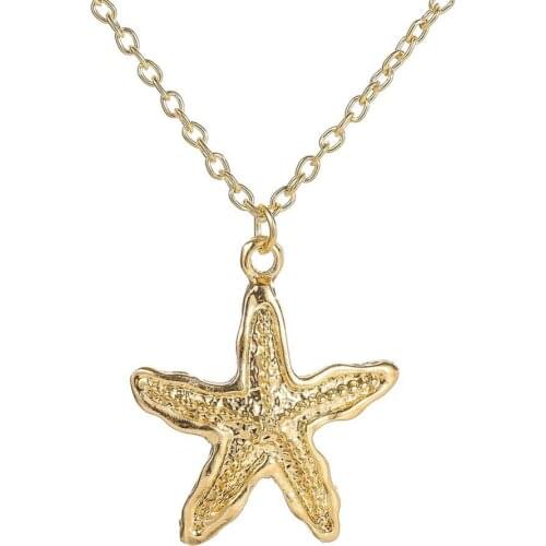 RONGQING 12pcs/lot Starfish Necklace For Women Gold silver Color ocean Jewelry Fashion 2019 New