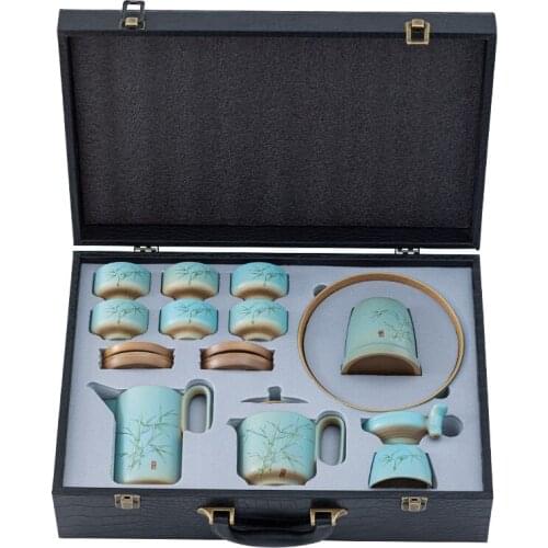 Luxury Kung Fu Tea Set Gift Box Porcelain Chinese Ceramics Teapot Mate Tea Set Set Household Office Tazze Da Tea Teaware DG50TC
