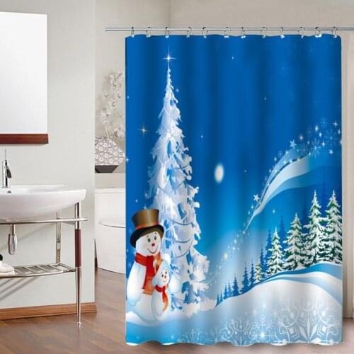 Christmas Shower Curtain 2021 New Bathroom Curtain Polyester High Definition Printing Bathroom Curtain Bathroom Decoration