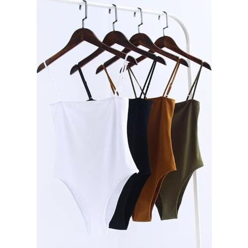 Sexy Deep Low Cut Backless Bodysuit Women Solid Spaghetti Strap Playsuit Slim Fit Rompers Body Skinny Tight Jumpsuit Undershirt