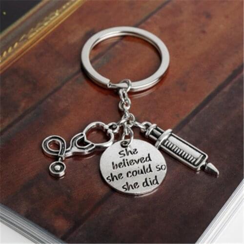 Silver Color She Believed She Could So She Did Fashion Personality Car Decoration Key Chain Practical Creative Key Rings