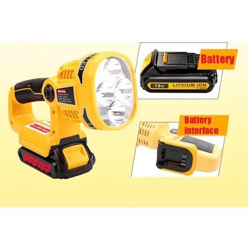 Replace For Dewalt Indoor and Outdoor 12W Pistol Tool Light Used For Dewalt 14.4V-20V Li-ion Battery DCB140/DCB182/DCB201/DCB200