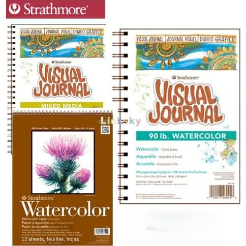 Strathmore 460 Spiral Binding Heavy Weight High Performing Watercolor Visual Journal Pad,445 Artagain Pad, Coal Black