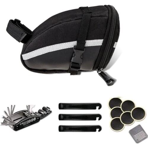 16-in-1 Mountain Bicycle Saddle Pouch Seat Bag with Repair Set Mechanic Portable Tyre Tools Kit Bag with Tools Kit