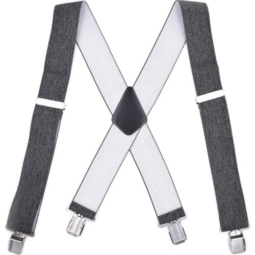 Heavy Duty Big Size Suspenders Braces Adult Men Trousers Pants X Back Adjustable Elastic Clip On Suspender Straps Belts 5.0cm