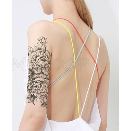 Temporary Tattoo Stickers Romantic Sexy Peony Flowers Fake Tatto Waterproof Tatoo Back Leg Arm Belly Big Size for Women Men Girl