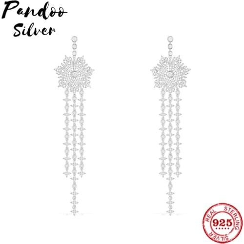 Pandoo Fashion Charm Sterling Silver Original 1:1 Copy,Harmonie Long Earrings With Mother Of Pearl Jewelry Gift For Female