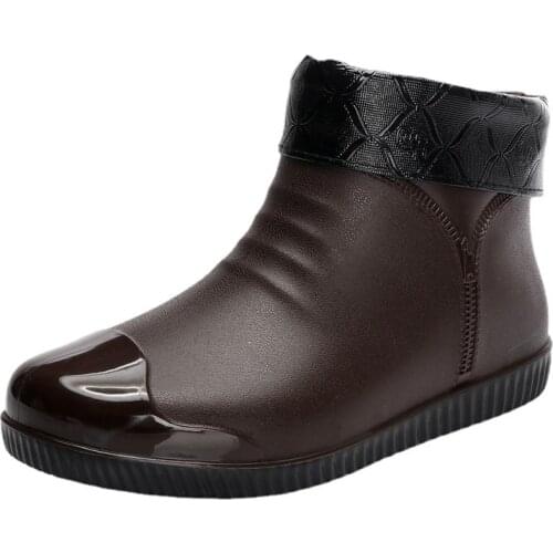 Winter Fashion Thick Men Rain Boots PVC Non-slip Short Rainboots Wear-resistant Waterproof Rubber Boots Casual Work Water Shoes