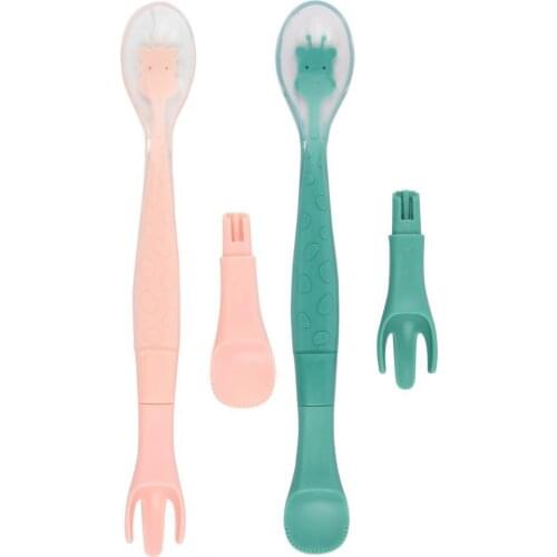 1 Set Silicone Food Spoon Elastic Heat-resistant Food Grade No Odor Baby Spoons Infant Feeding Dinnerware Sturdy Kids Utensils