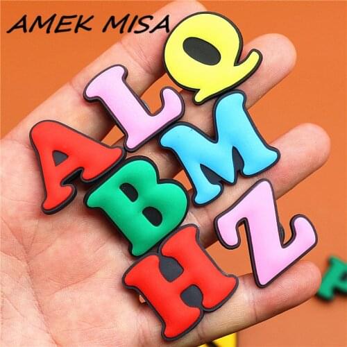 1pcs PVC Capital English Letters Shoe Charms Shoes Accessories Croc Shoe Buckle Decorations Ormaments fit JIBZ Party Kids Gifts