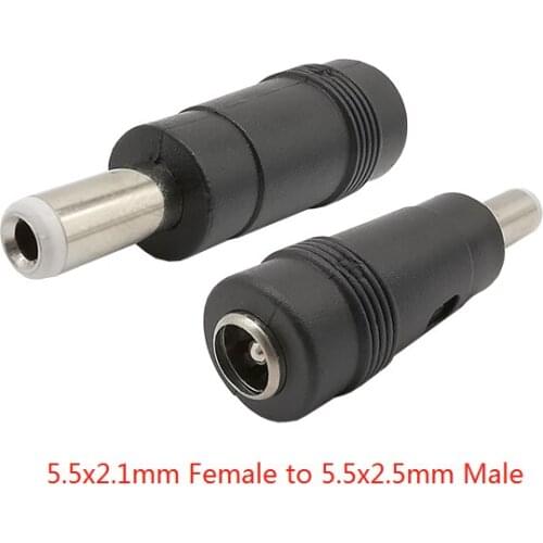 10Pcs 5.5x2.1mm Female jack to 5.5x2.5mm Male plug DC power connector female to male Adapter 5.5*2.1mm DC Converter for Laptop