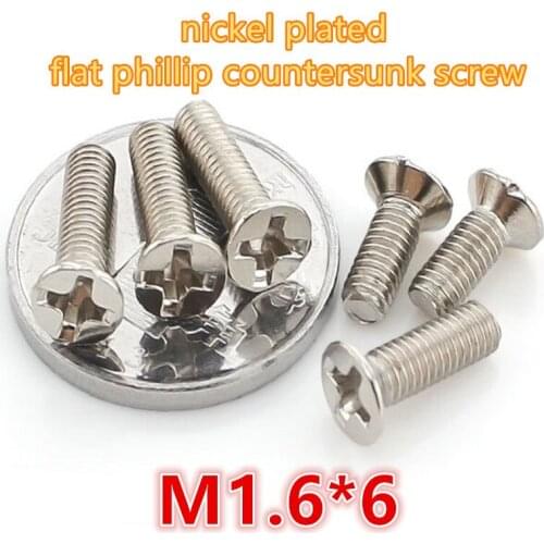 1000pcs m1.6*6 carbon steel with nickel plated phillip cross recessed head mini micro electronic screw machine screw