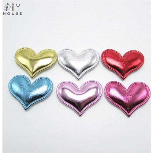 20-100Pcs Bright Face Heart Patches Appliqued DIY Craft Kids Headwear Hair Pin Accessories Material Padded Embossing Ornaments
