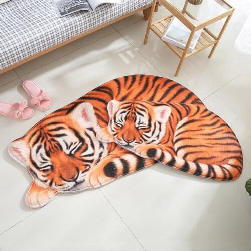 3D Doormat Carpet Cute Animals Lion Tiger Cheetah Shape Entrance Doormats Anti-slip Bath Home Creative Funny Floor Irregular Rug