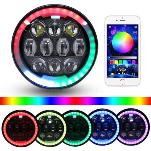 5.75Inch RGB Motocycle Led Headlight With DRL H4 Headlamp With RGB Angel Eyes For Harley Bike for Sportsters XL XG XR VRSCD Dyna