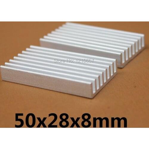 50pcs LOT 50 x 28 x 8mm Silver Aluminum Heat sinks IC Chip Cooler Cooling Heatsink