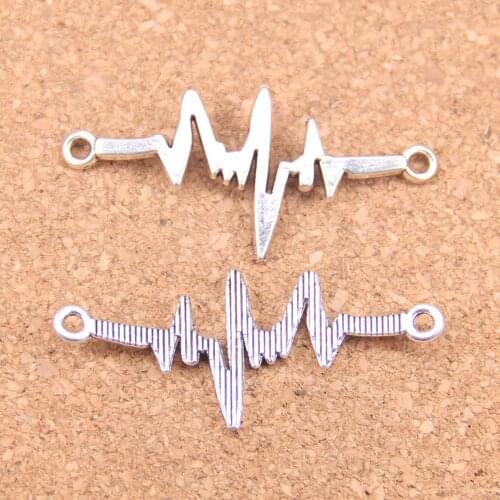 72pcs Charms ECG link connector 40x20mm Antique Pendants,Vintage Tibetan Silver Jewelry,DIY for bracelet necklace
