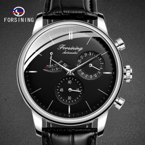 Mens New Design Mechanical Automatic Movement Analog Dial Sport Black Mans Watch with Leather Strap Waterproof Male Watches